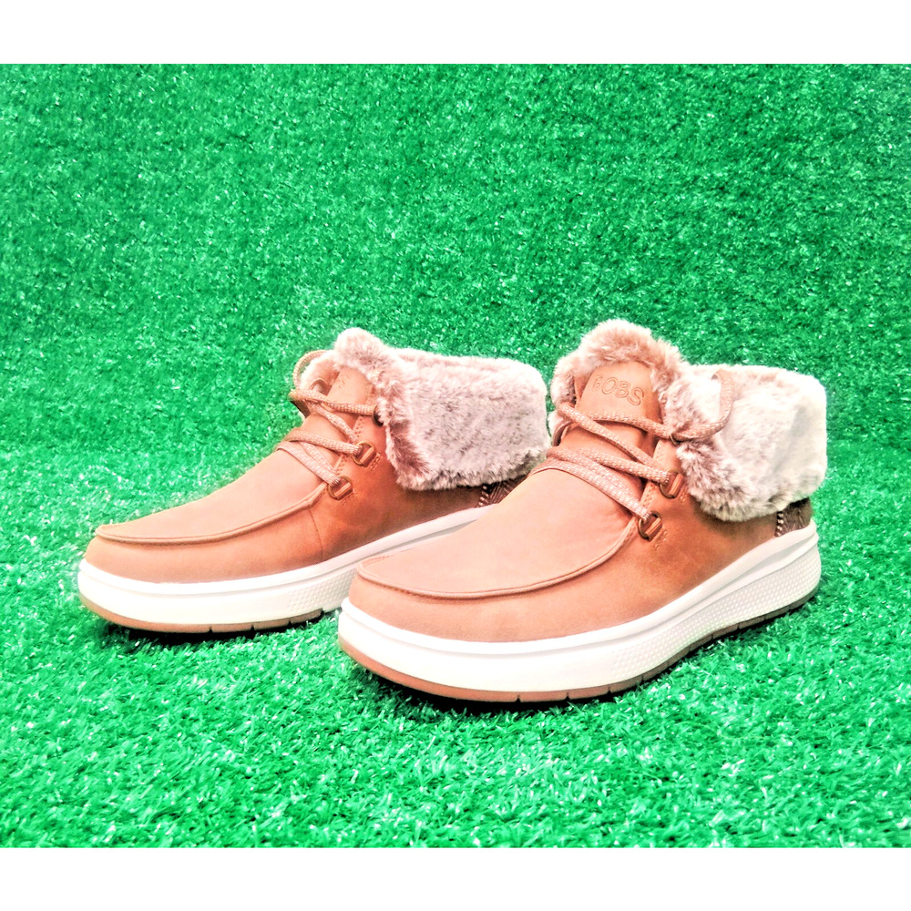 Skechers Bobs Skipper Wave Shoes Size 11 Chestnut Fur Trim Lace-Up 114270